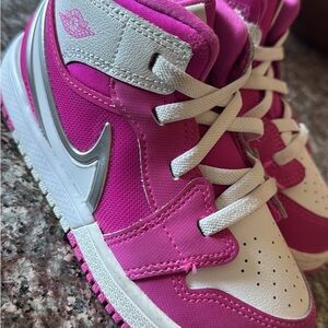 Nike Kids Pink and White High-Top Sneakers